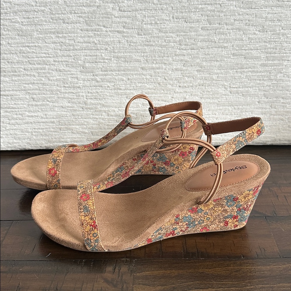 Style&Co Floral Cork Wedge Sandal NIB